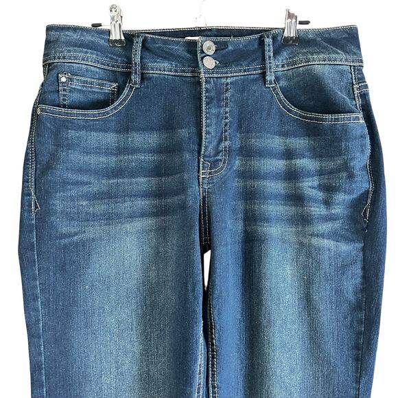 Angels Forever Young Jeans Women Sze 10 Blue Curvy Bootcut Stone Dark Wash Denim - Picture 3 of 12